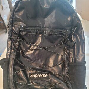Supreme FW17 Black Backpack Cordura Fabric, Box Logo, Reflective Text